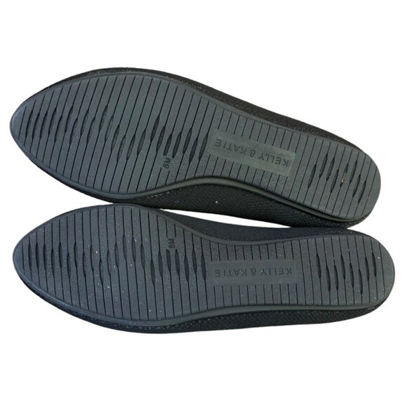 Kelly & Katie Womens Black Knit Flats With White Stripes Slip-On Shoes Size 8 - Picture 6 of 8